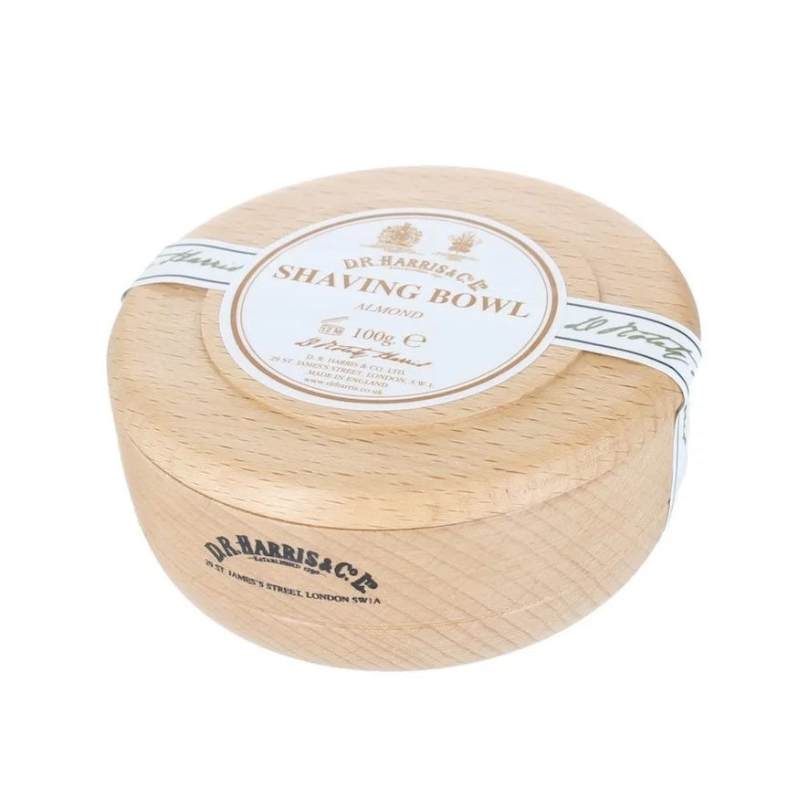 D R Harris Wooden Shave Soap Bowl - Beech - Almond