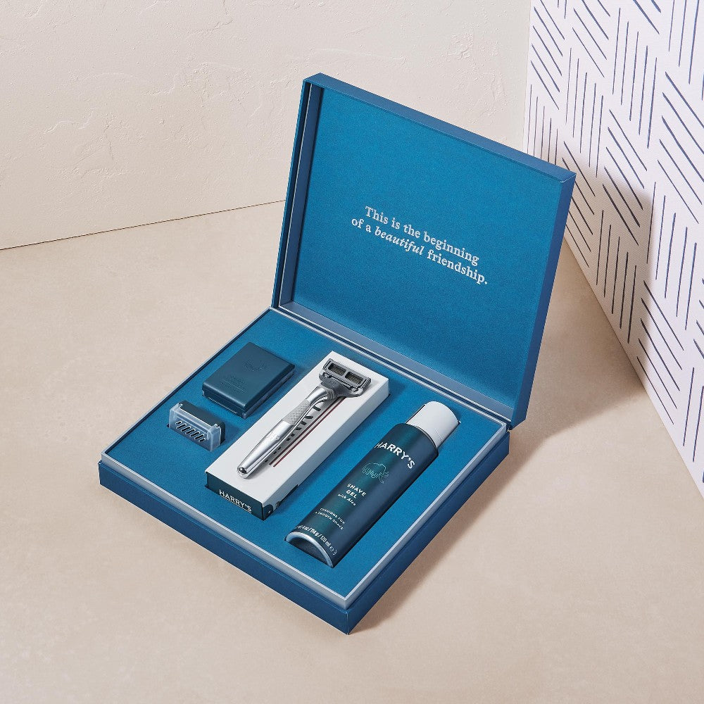 Harry’s Chrome Gift Set with 3 Razor Blades + Shave Gel